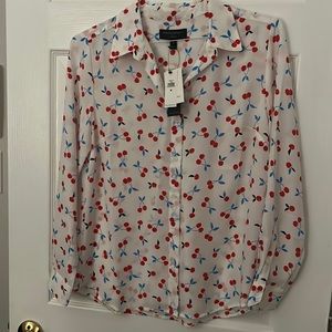 Cherry Print Button-up Blouse
